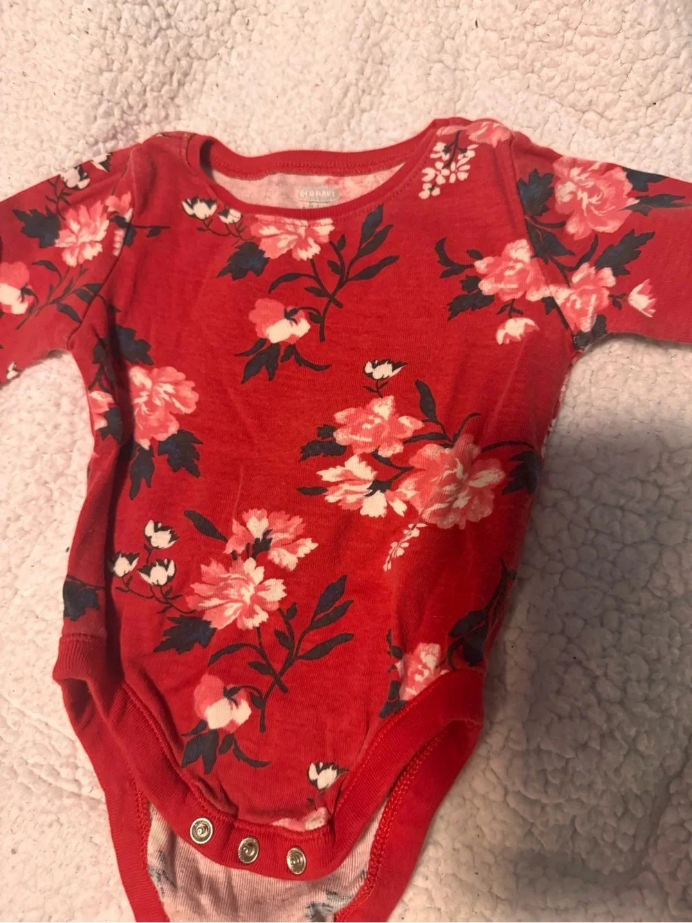 Old Navy Red Floral Long-Sleeve Bodysuit